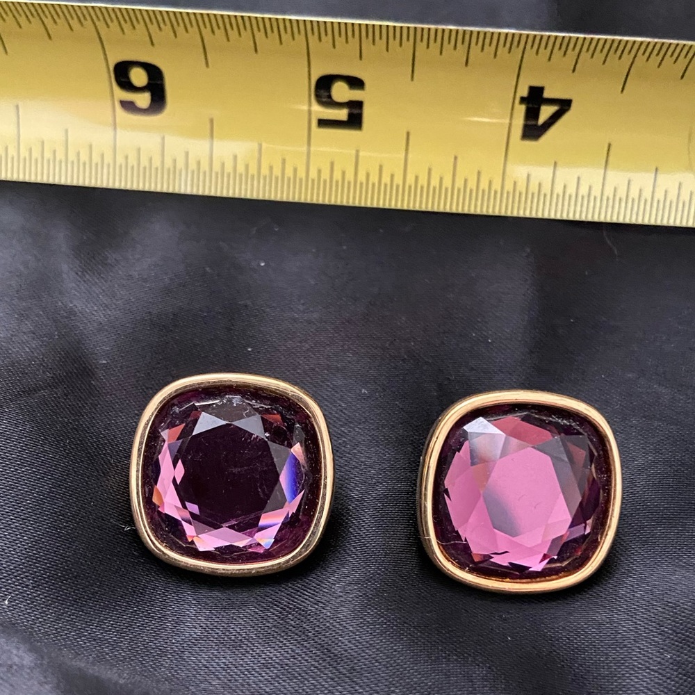 Swarovski purple cushion cut stud earrings